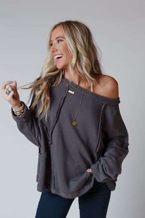Bailey Oversized Raw Edge Top: undefined