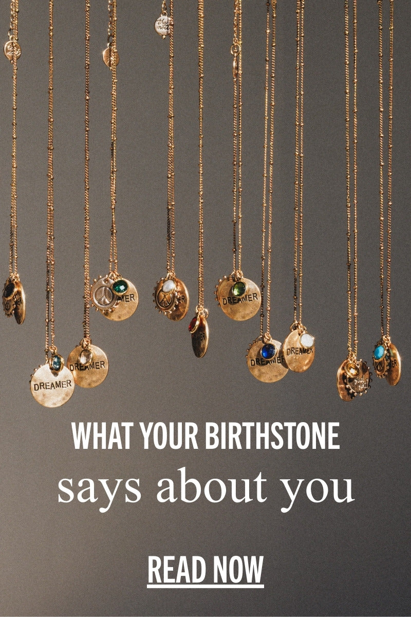 Birthstone images hanging next to each other with the words "What Your Birthstone Says About You" and "Read Now" button.