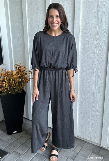 The Nest Carolina Comfy Wide Leg Jumpsuit - Charcoal