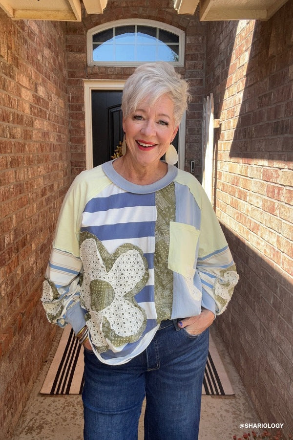 Daisy Darling Patchwork Top - Blue