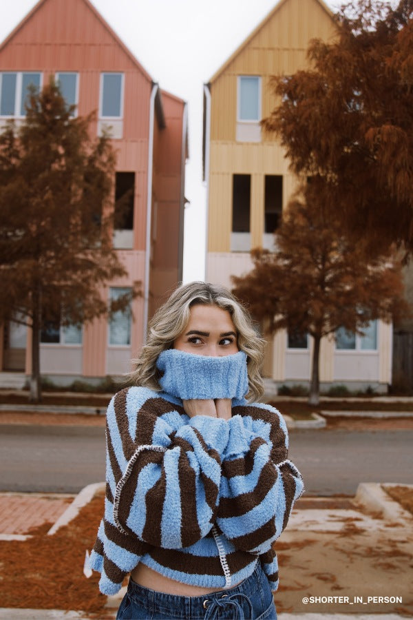 Ruby Striped Turtleneck Top - Blue Multi