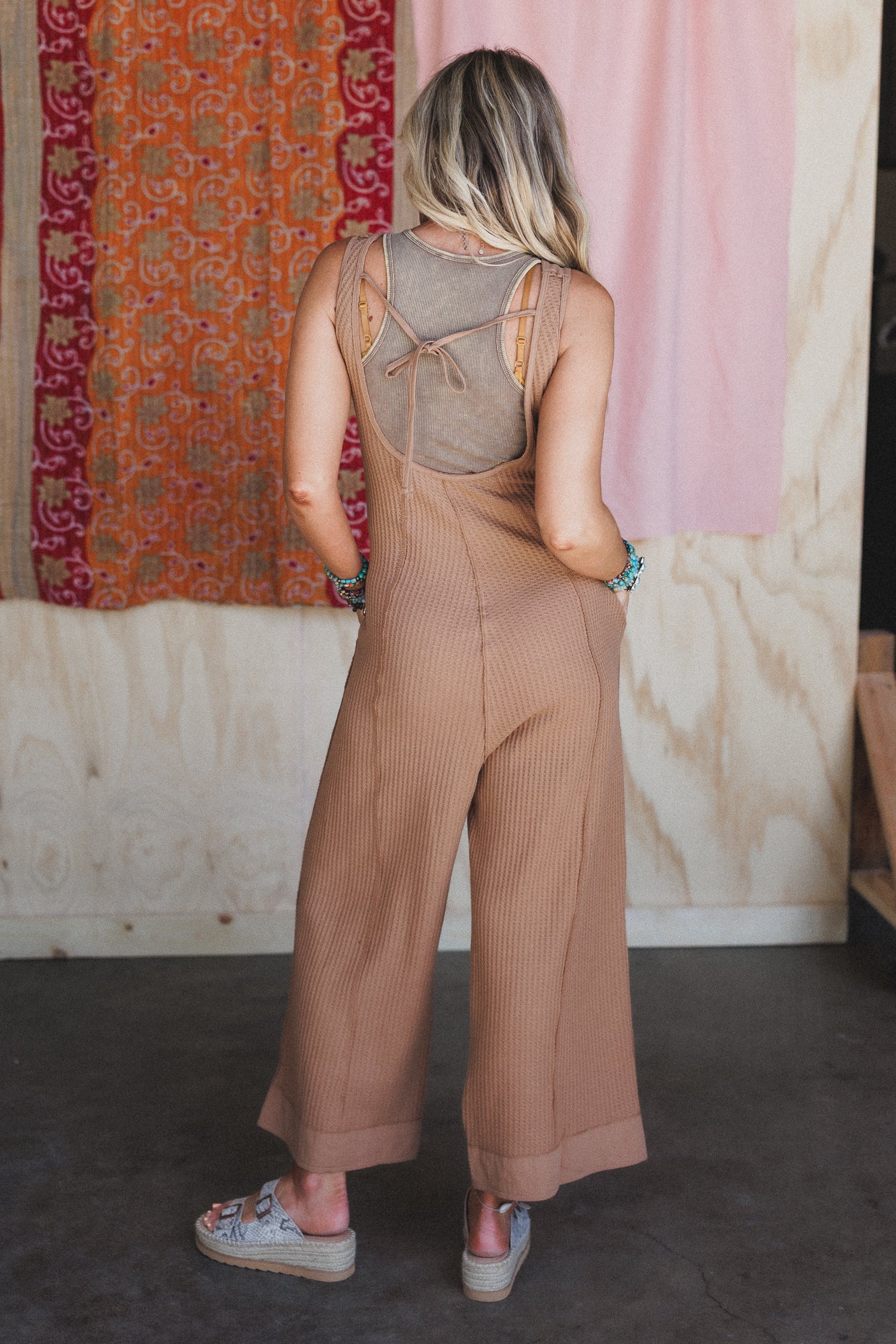 Sky Path Wide Leg Jumpsuit - Camel