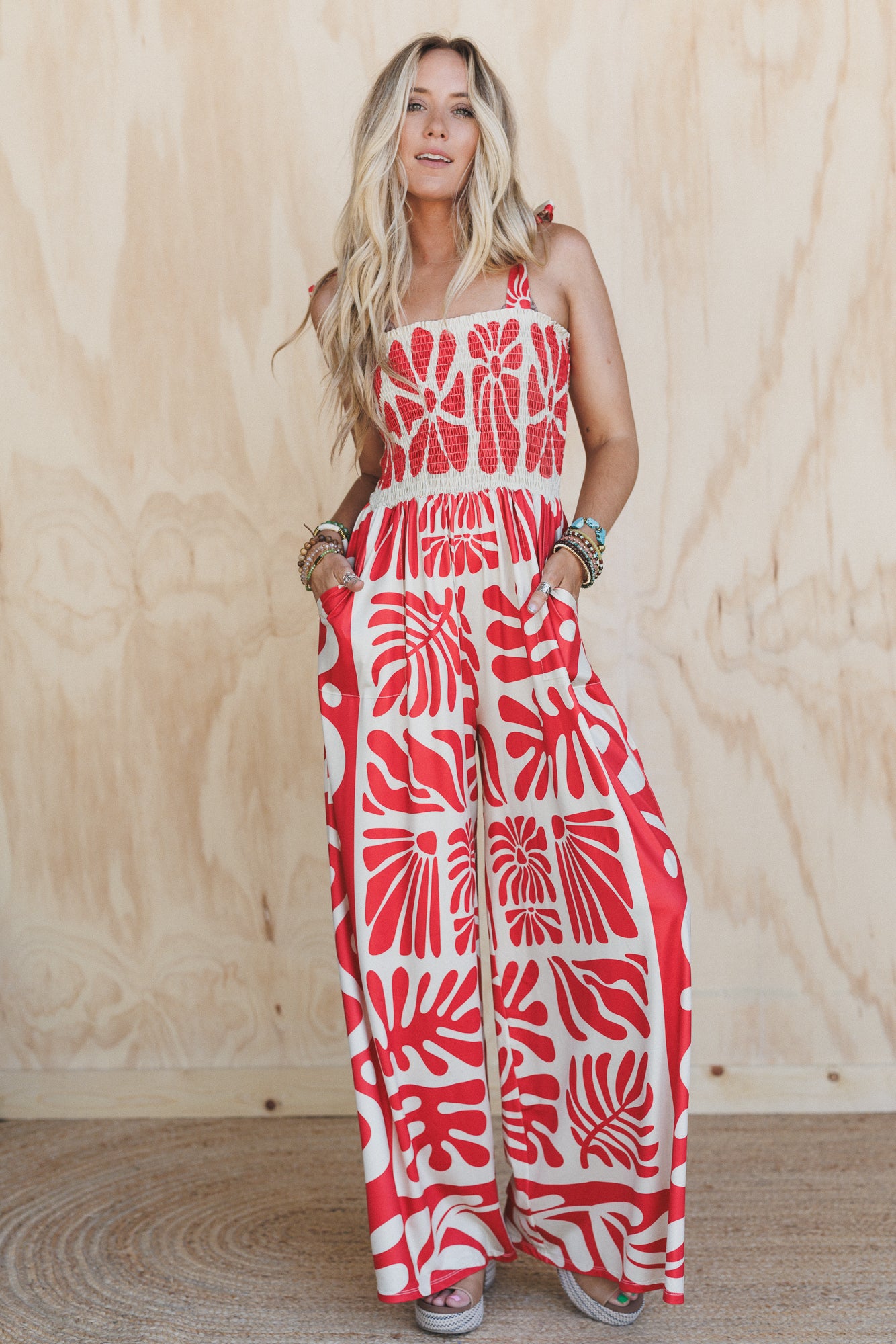 Soul Caravan Printed Jumpsuit - Red