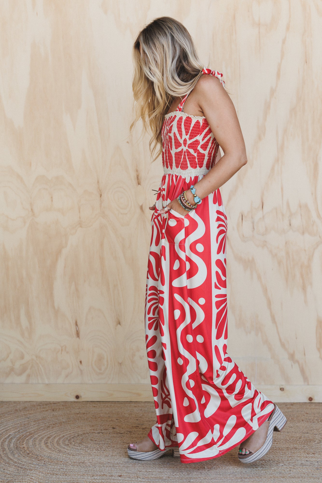 Soul Caravan Printed Jumpsuit - Red