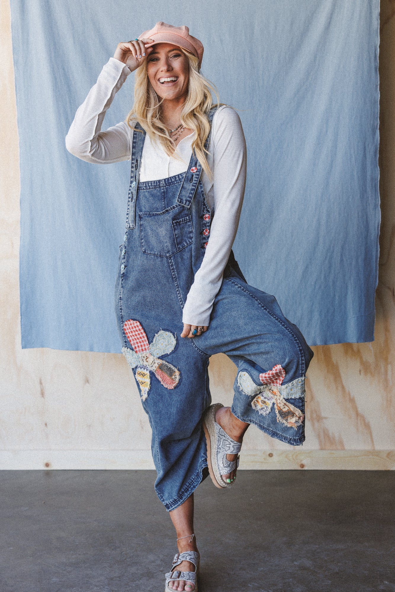 High Hopes Flower Patch Overalls - Dark Denim