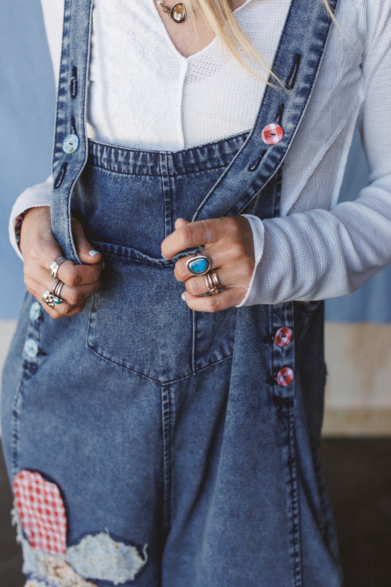 High Hopes Flower Patch Overalls - Dark Denim