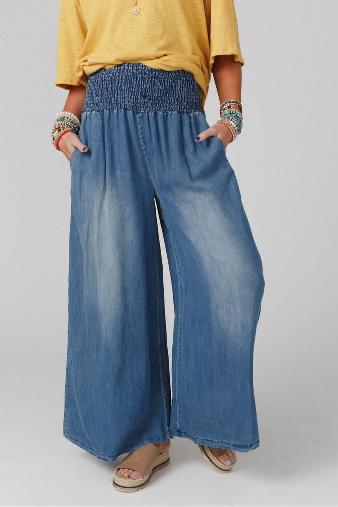 Free Falling Wide Leg Pants - Denim