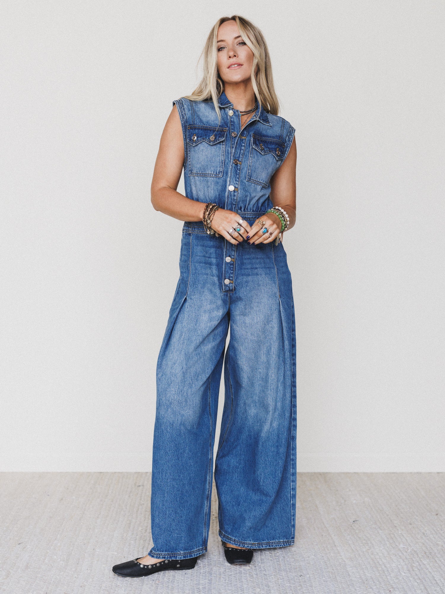 All Star Denim Jumpsuit - Medium Wash