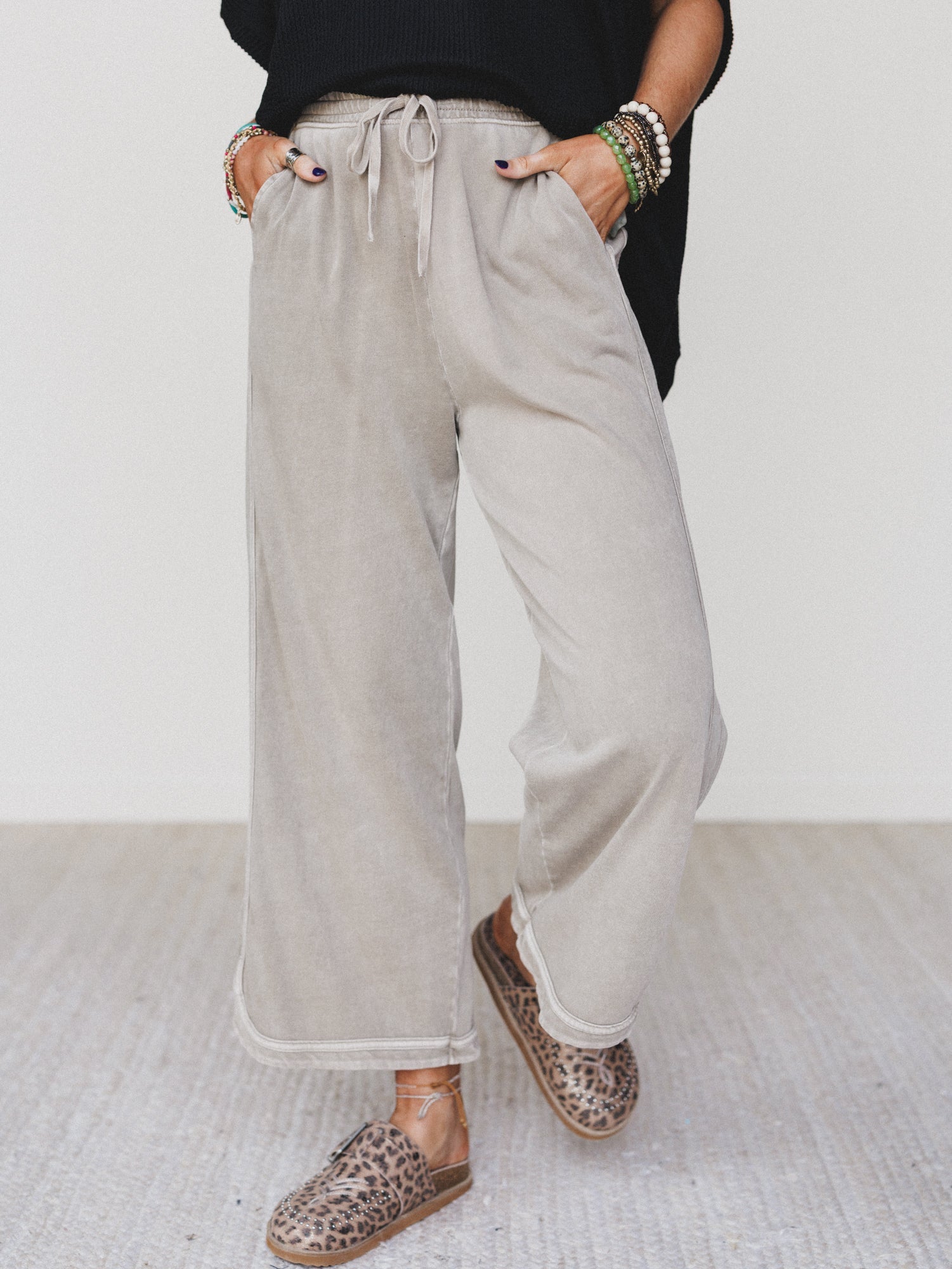 So Comfy Wide Leg Pant Cropped Length - Mocha