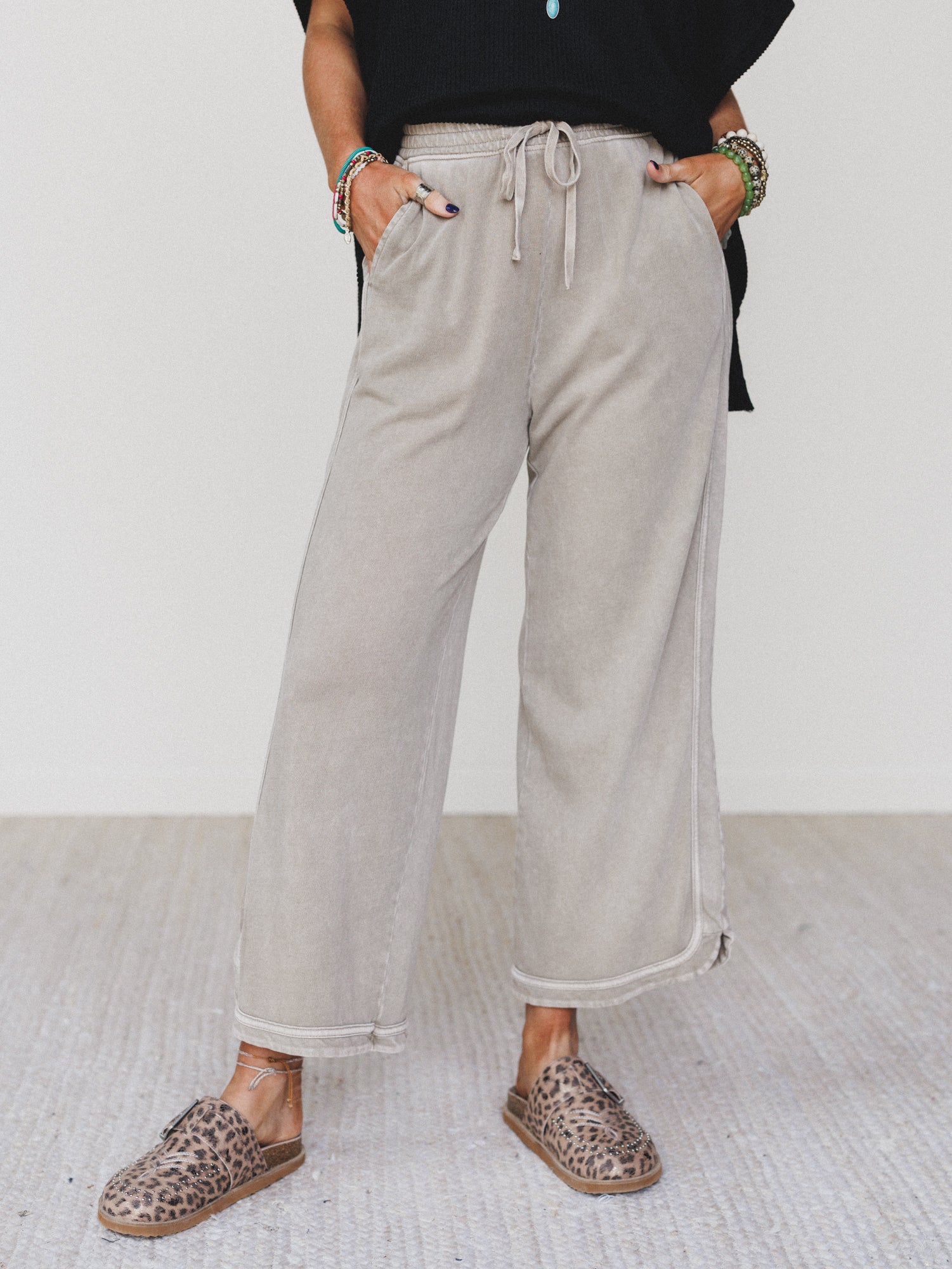 So Comfy Wide Leg Pant Cropped Length - Mocha
