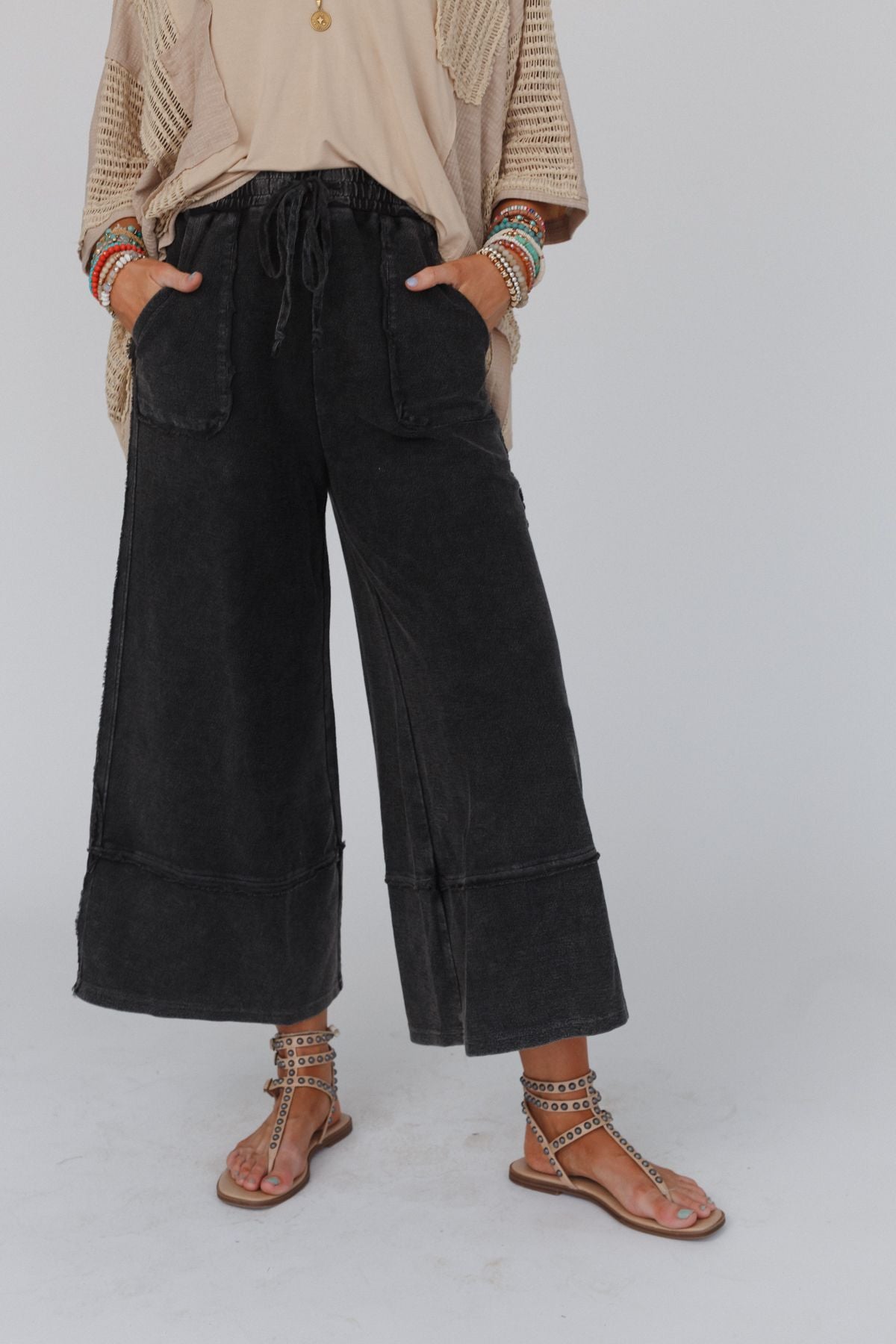 Easy Going Wide Leg Palazzo Pant - Black