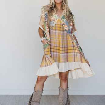 Golden Gaze Dress - Mustard XL / Mustard