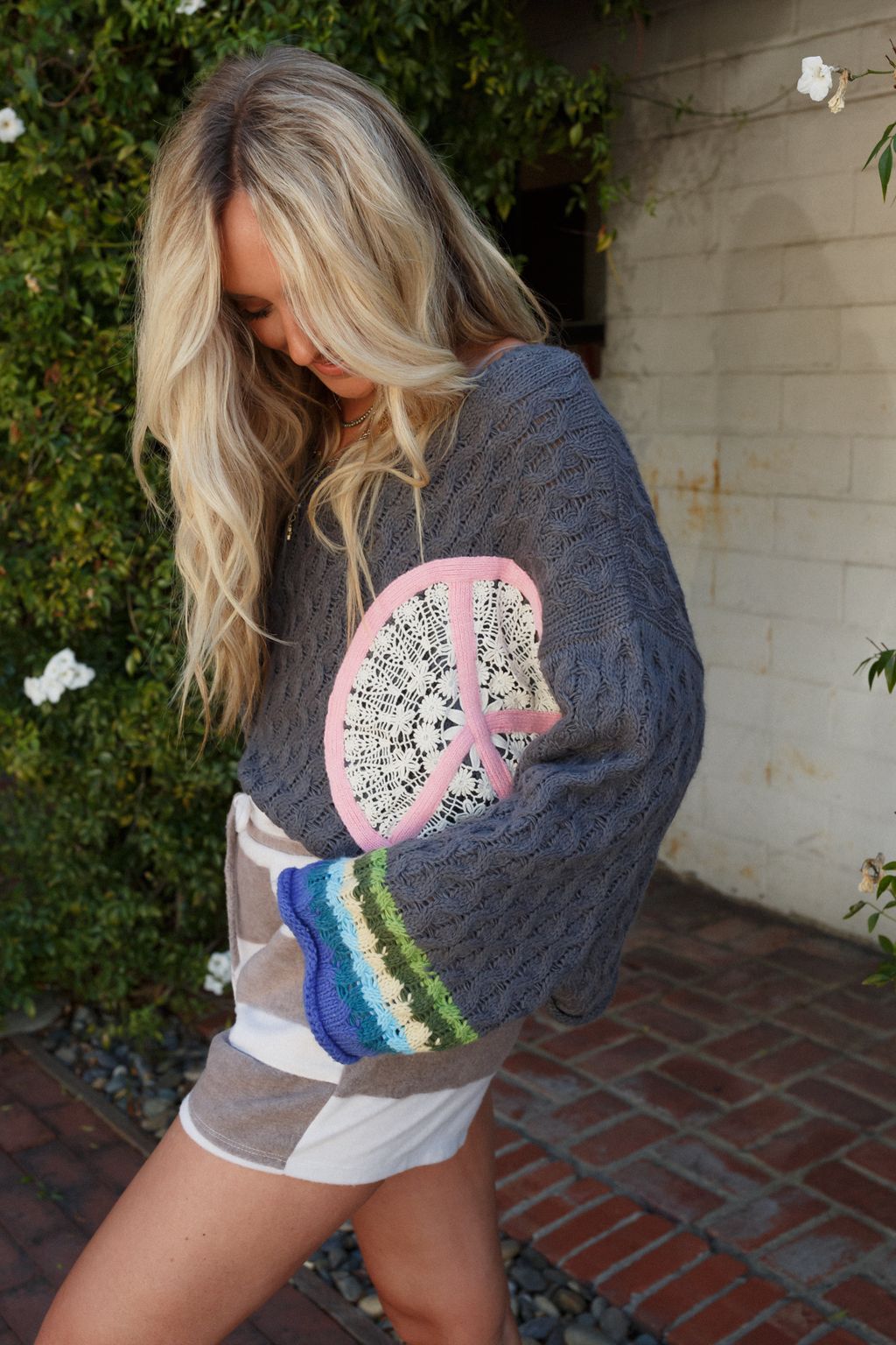 Harmony Peace Patch Sweater - Charcoal