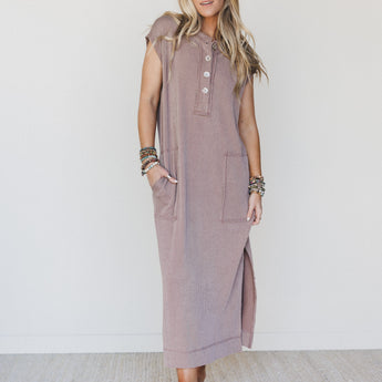 The Nest Madeline Textured Maxi Dress - Acorn M / Acorn