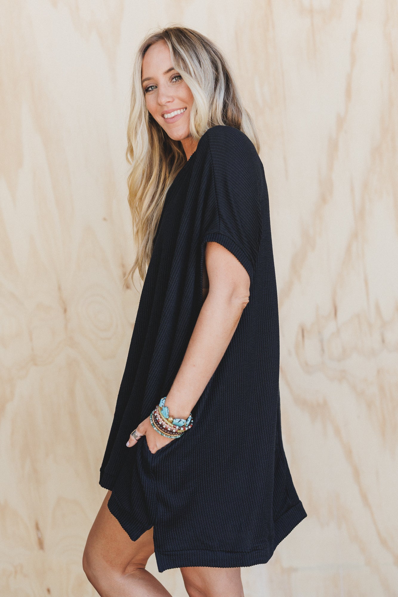 The Nest Moon Glow Texture Dress - Black