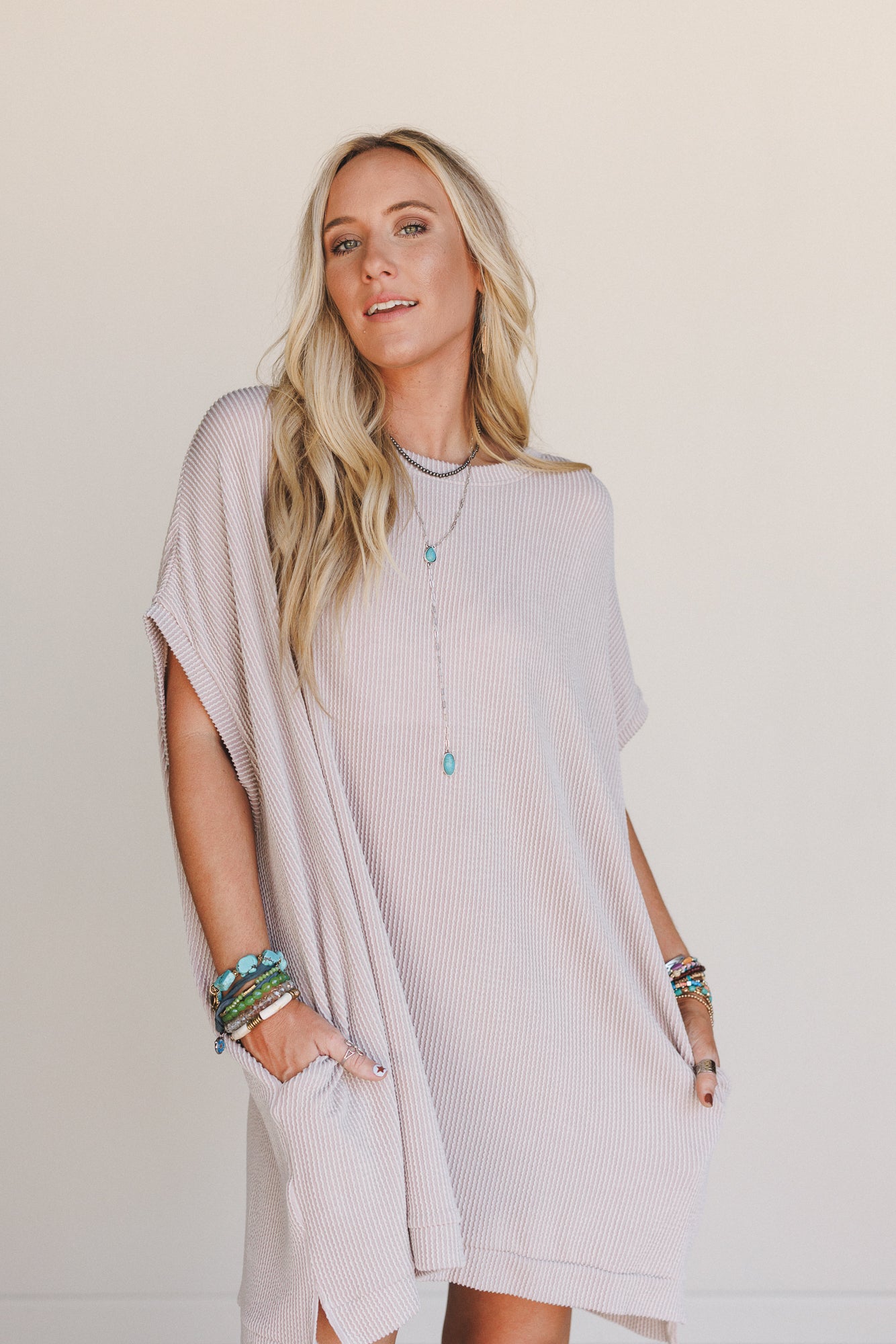 The Nest Moon Glow Texture Dress - Oat