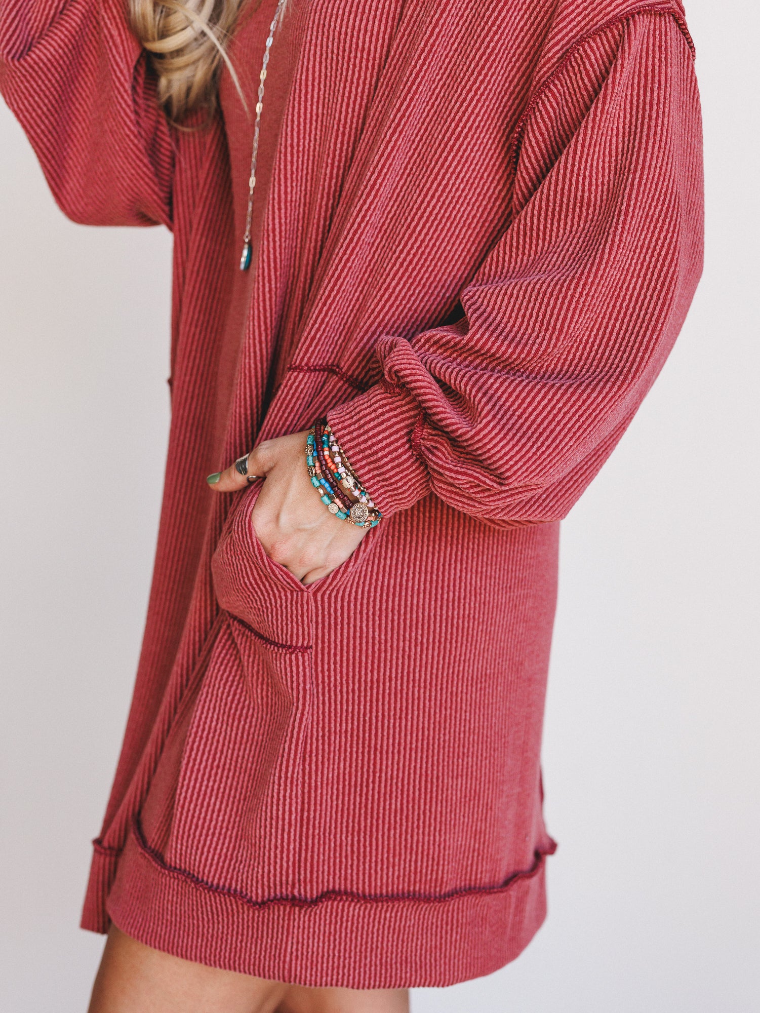 The Nest Moon Glow Long Sleeve Dress - Rust