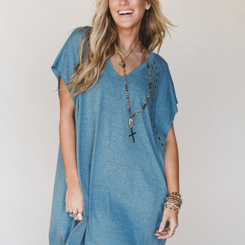 The Nest Camden Lace Tee Dress - Teal XL / Teal