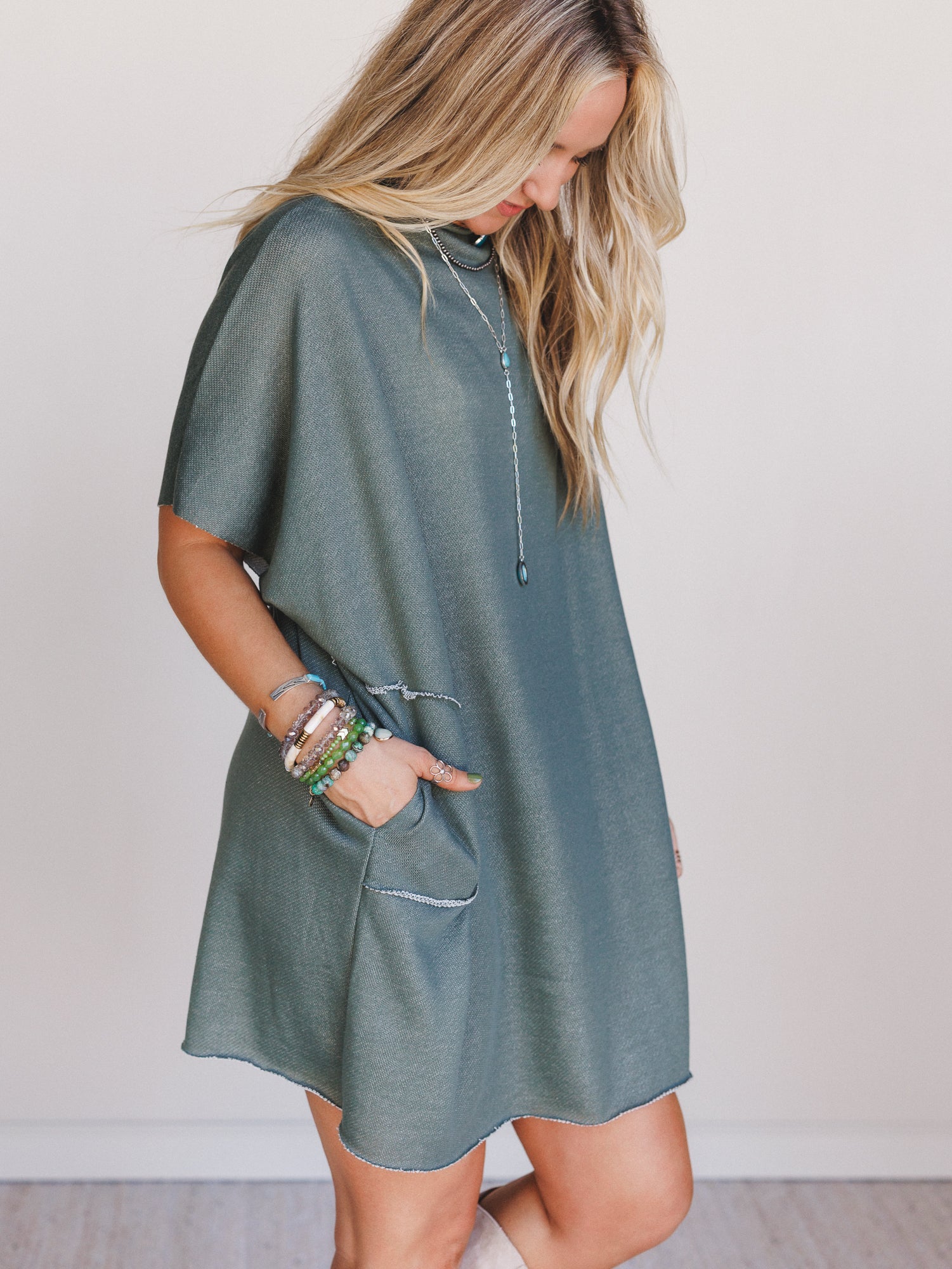 The Nest Laid Back Luxe Dress - Two Tone Olive
