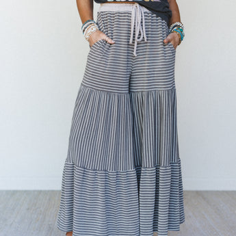 The Nest Forever Mine Striped Pants - Brown M / Brown