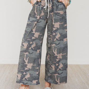 The Nest Casual Wanderer Wide Leg Pant - Olive Charcoal XL / Olive Charcoal