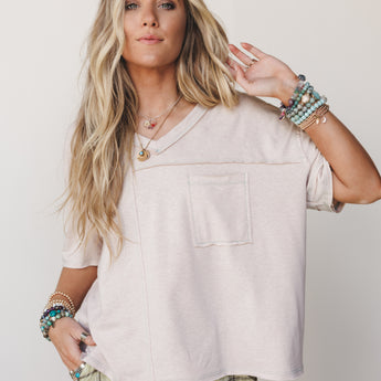 The Nest Katie V Neck Tee - Taupe M / Taupe