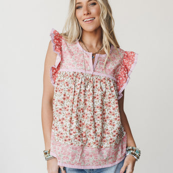 Meadow Maze Blouse - Rose Pink S / Rose Pink