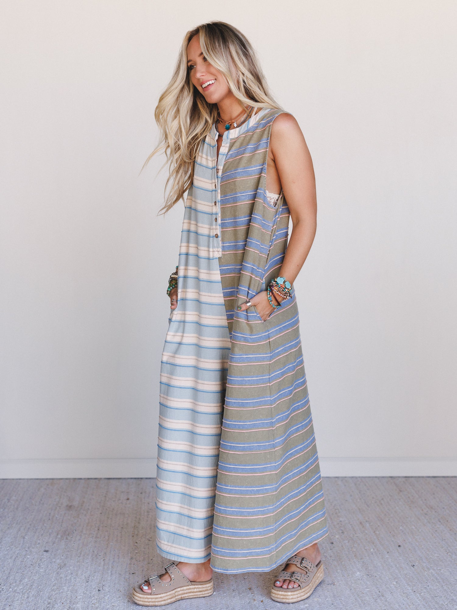 The Nest Cruise Lines Jumpsuit - Blue Olive