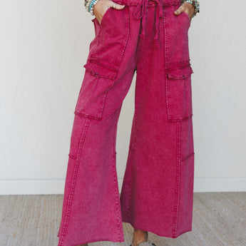 Game On Cargo Wide Leg Pant - Dark Red XL / Dark Red