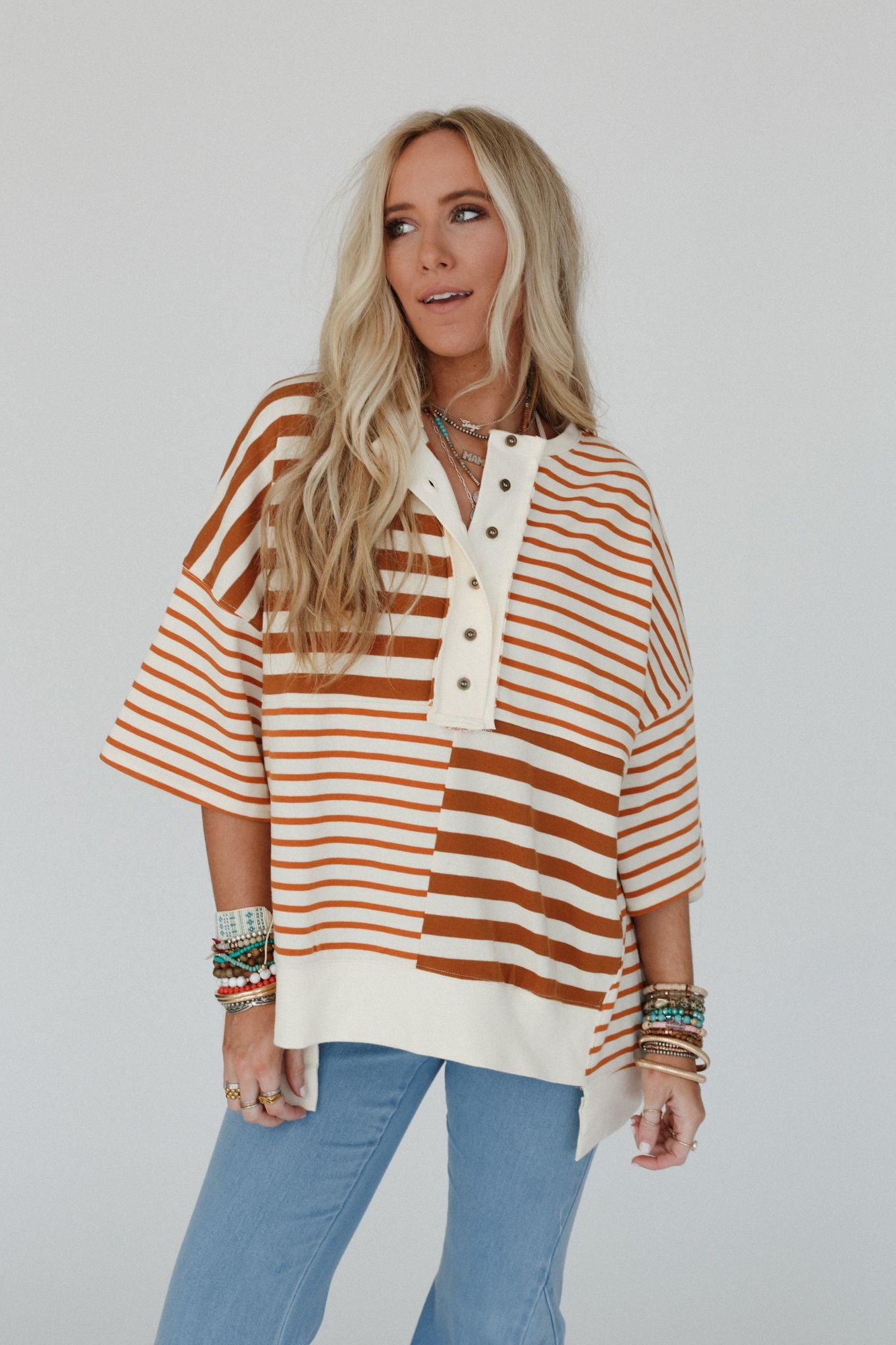 City Stripes High Low Top - Mocha