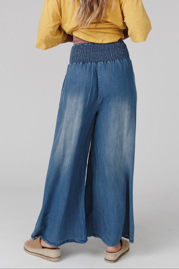 Free Falling Wide Leg Pants - Denim