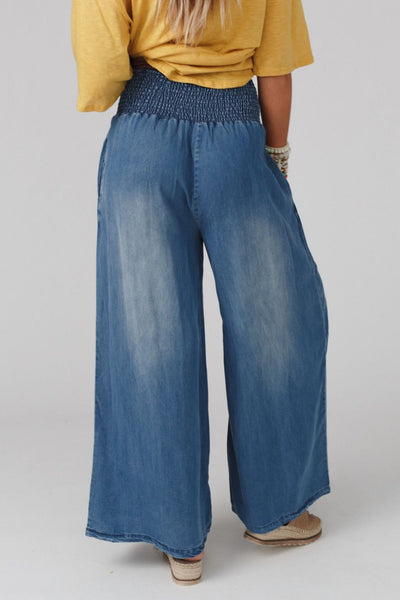 Free Falling Wide Leg Pants - Denim