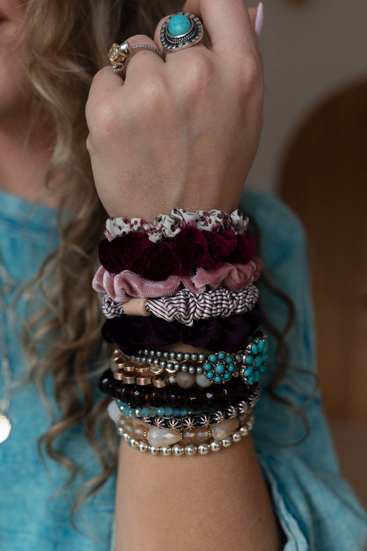 Velvet Crush Hair Scrunchies - Wine