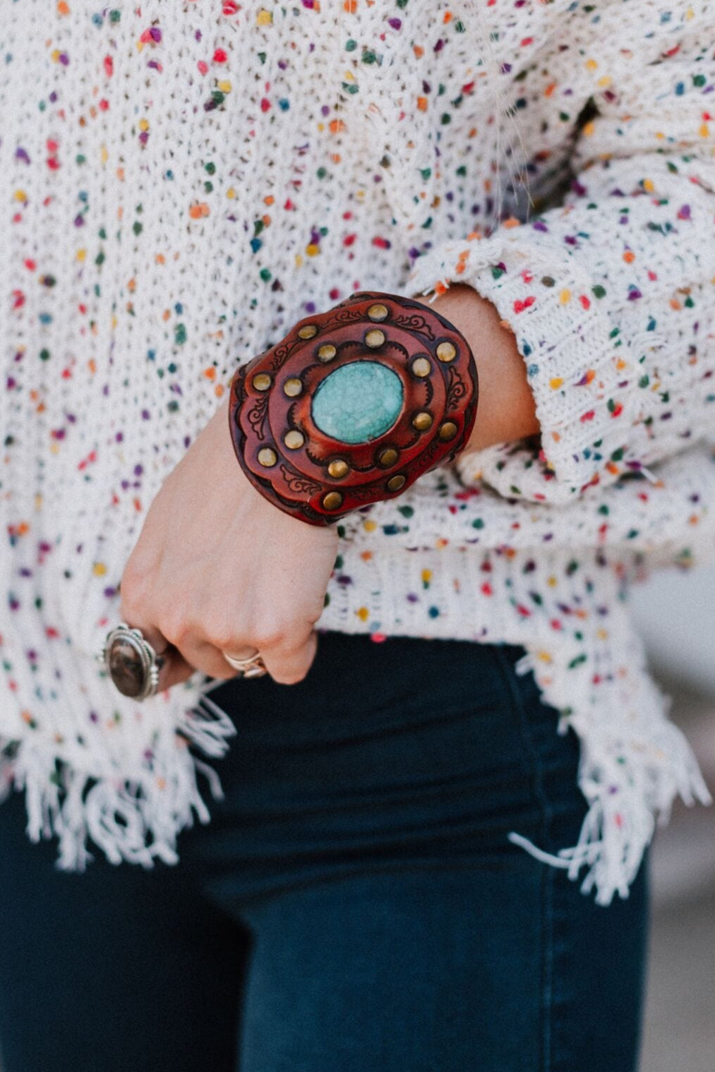 Aegean Leather Cuff Bracelet