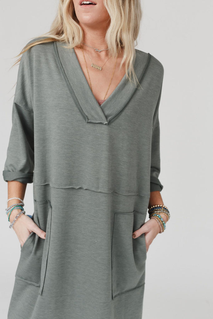 Plaid Turtleneck Long Sleeve Slit Maxi Dress main image 1