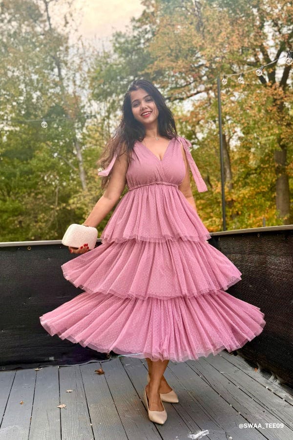 Boho Ballerina Tiered Tulle Dress - Women's Size S, Mauve - Three Bird Nest Boho Ballerina Tiered Tulle Dress - Women's Size S, Mauve - Three Bird Nest