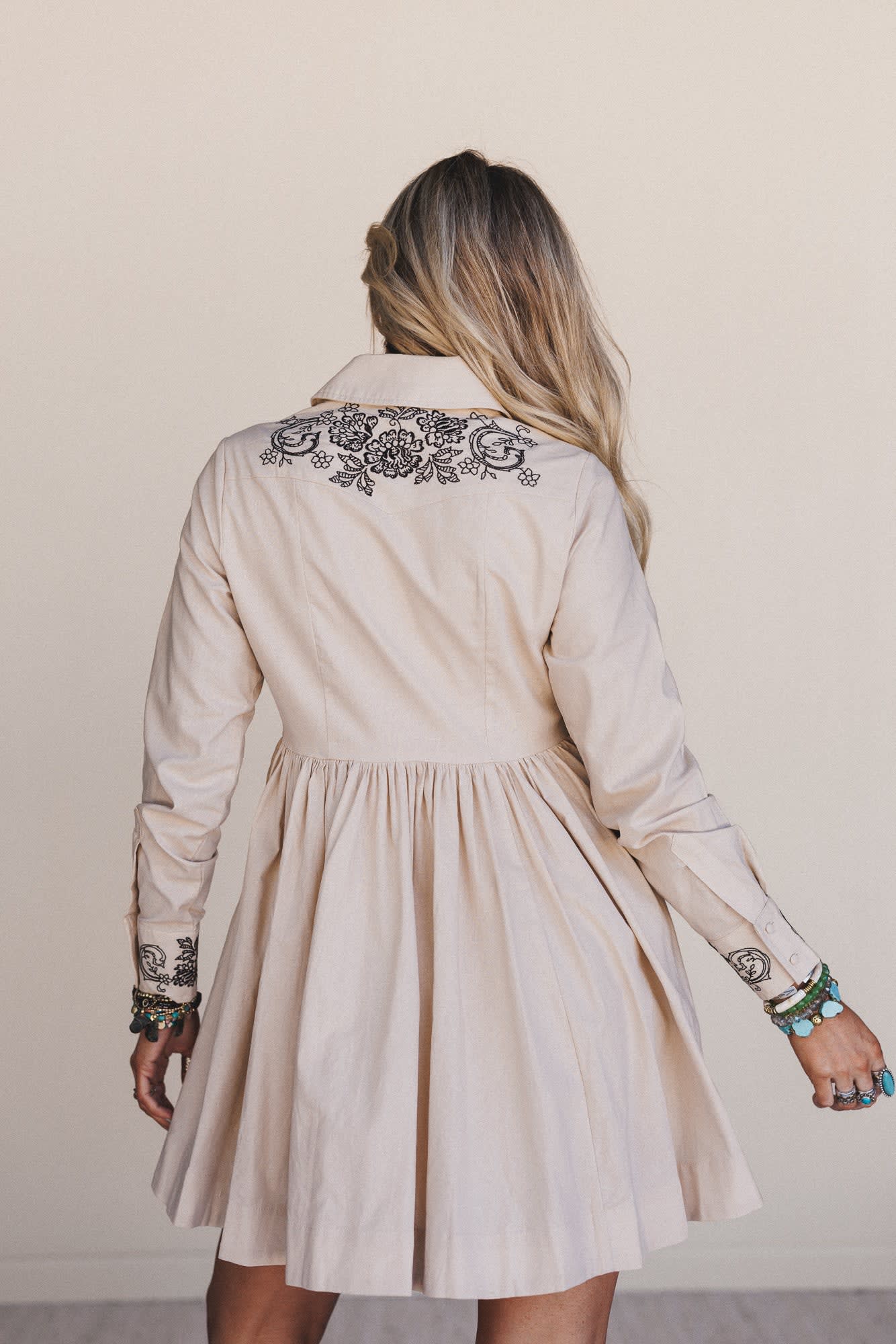 Always Yours Button Front Dress - Taupe Blue B Always Yours Button Front Dress - Taupe Blue B