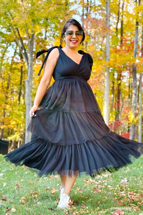 Boho Ballerina Tiered Tulle Dress - Women's Size XL, Black - Three Bird Nest Boho Ballerina Tiered Tulle Dress - Women's Size XL, Black - Three Bird Nest