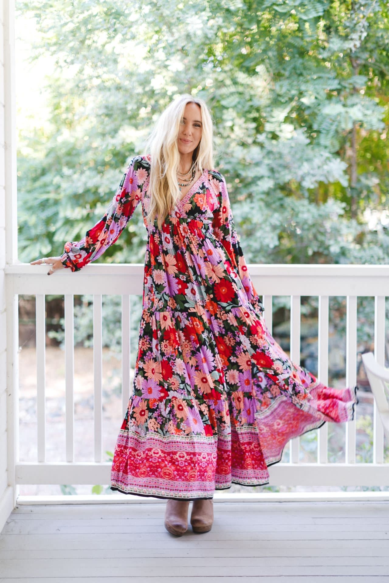 Meadow Edge Maxi Dress - Black Multi In Loom Meadow Edge Maxi Dress - Black Multi In Loom