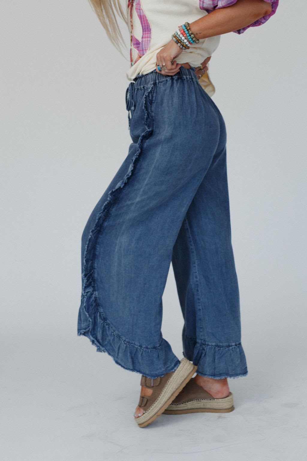 Drift Wave Ruffle Wide Leg Pants — Three Bird Nest