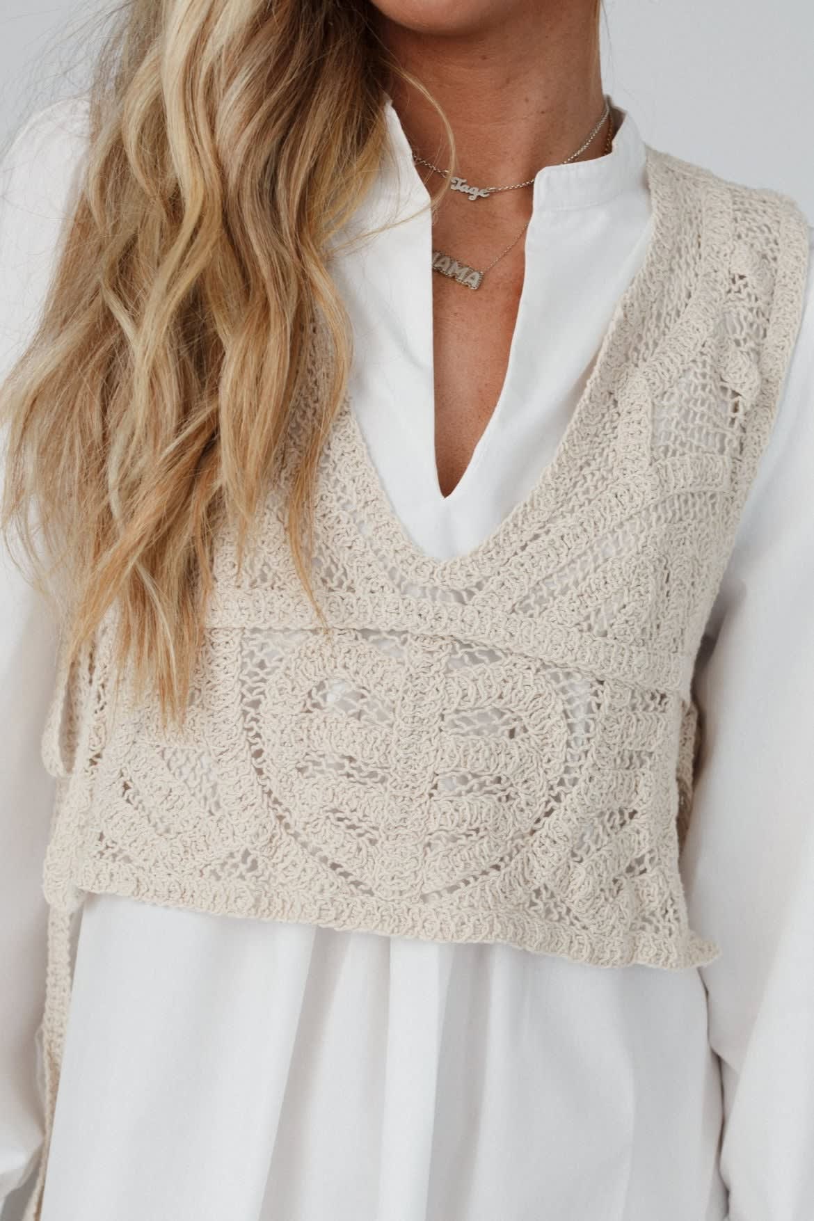 Sweet Edge Crochet Vest Tunic Dress - Women's Size L, White - Three Bird Nest Sweet Edge Crochet Vest Tunic Dress - Women's Size L, White - Three Bird Nest