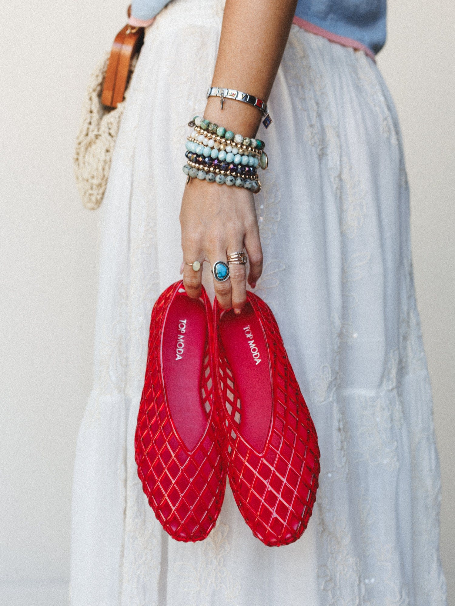 red dress shoes flats Lautan Leather Ballet Flat