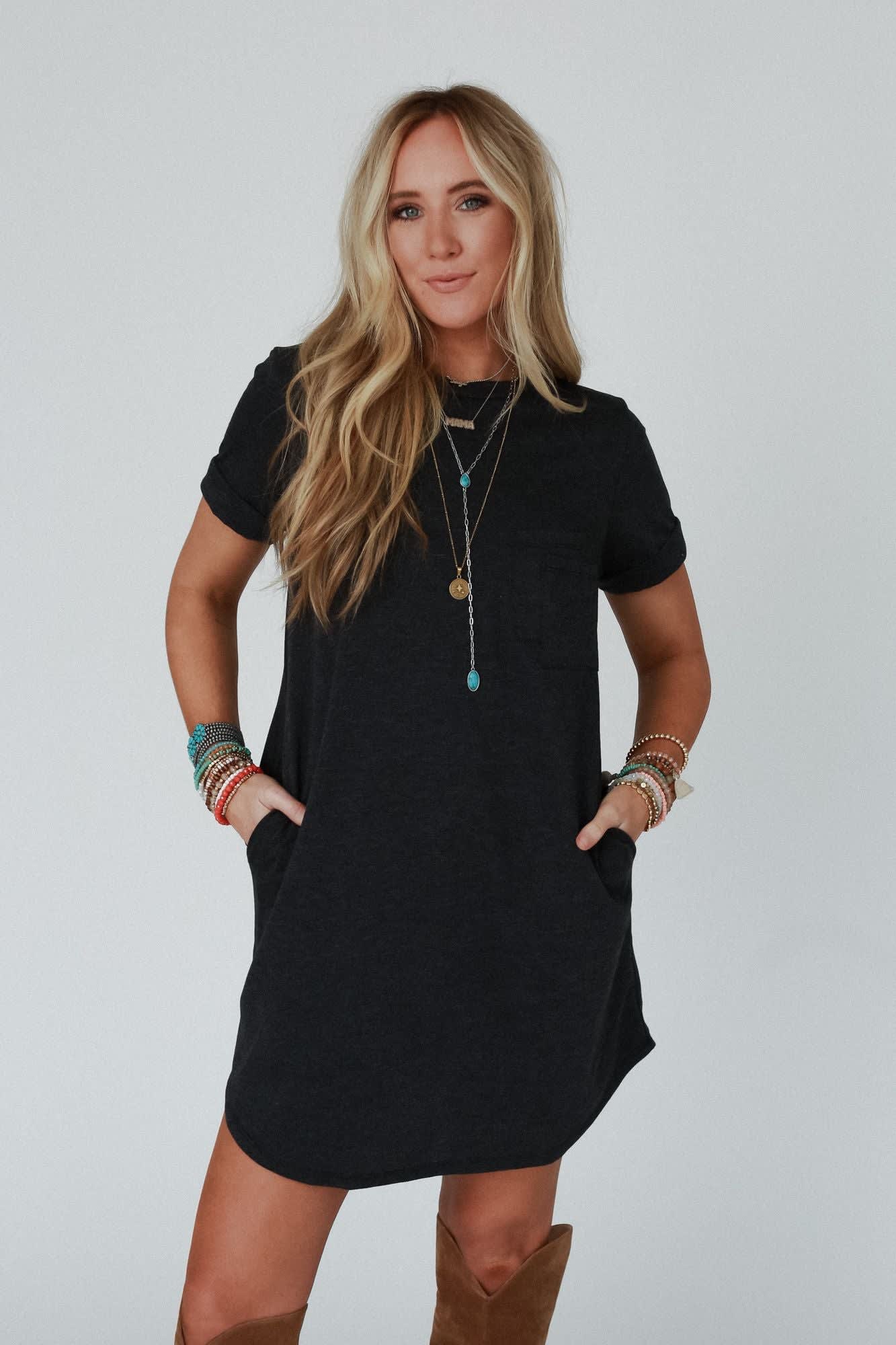 The Nest On The Daily Pocket Tee Dress - Women's Size S, Charcoal - Three Bird Nest The Nest On The Daily Pocket Tee Dress - Women's Size S, Charcoal - Three Bird Nest