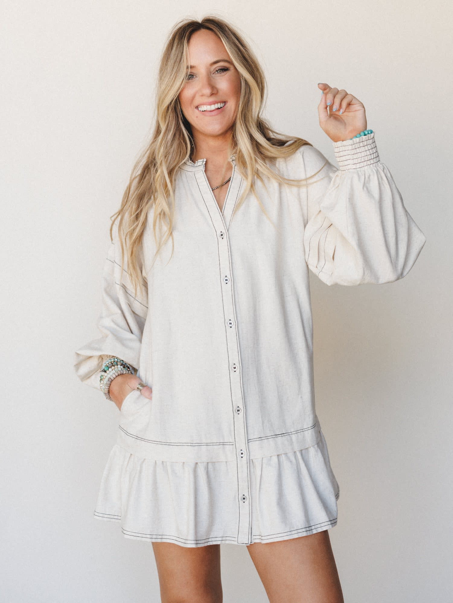 good feels ruffle long-sleeve mini dress Free People Ruffle Long-Sleeve Mini Dress - Dried Hydrangea