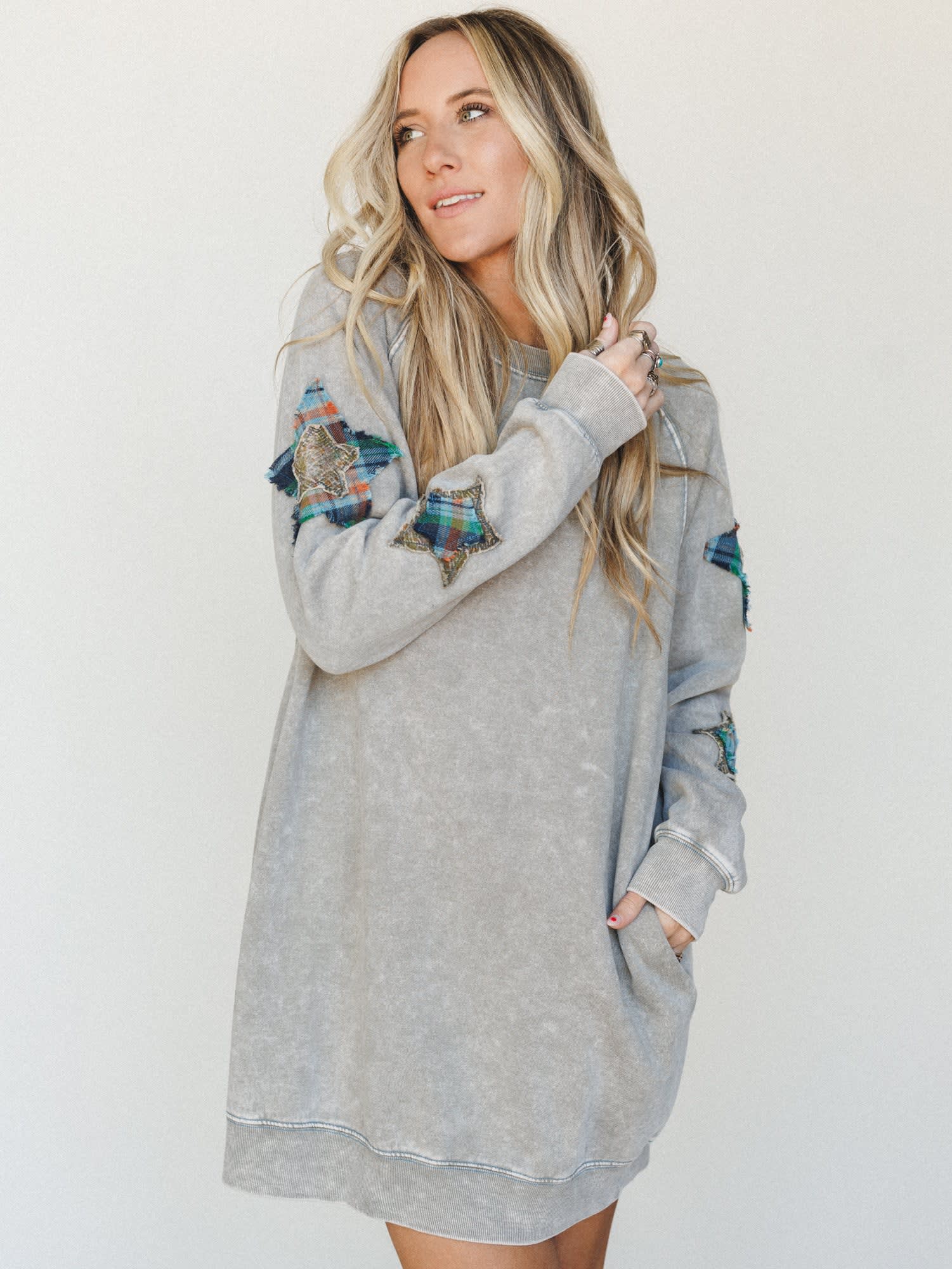 Starfall of Wonder Long Sleeve Dress - Ash Easel Starfall of Wonder Long Sleeve Dress - Ash Easel