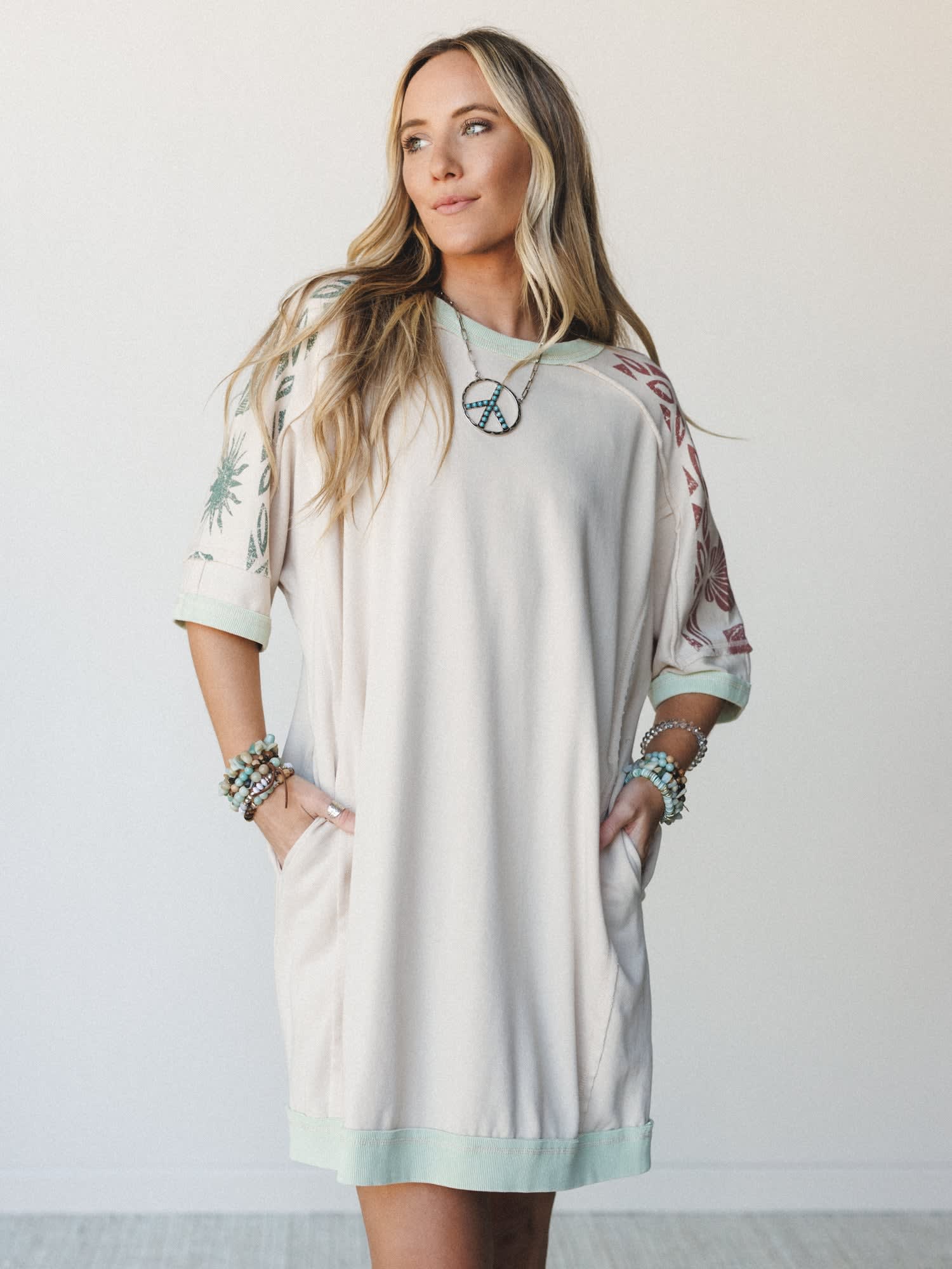 South Beach Sands Tee Dress - Women's Size M, Oatmeal - Three Bird Nest South Beach Sands Tee Dress - Women's Size M, Oatmeal - Three Bird Nest