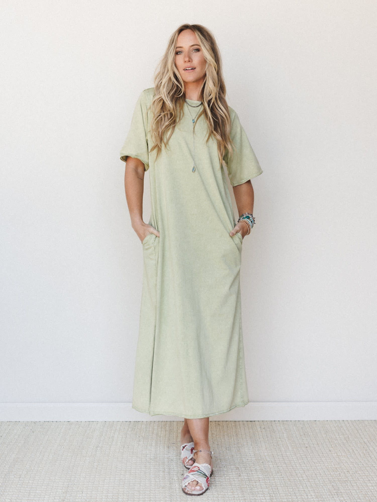 Skye Maxi Tee Dress - Sage Easel Skye Maxi Tee Dress - Sage Easel