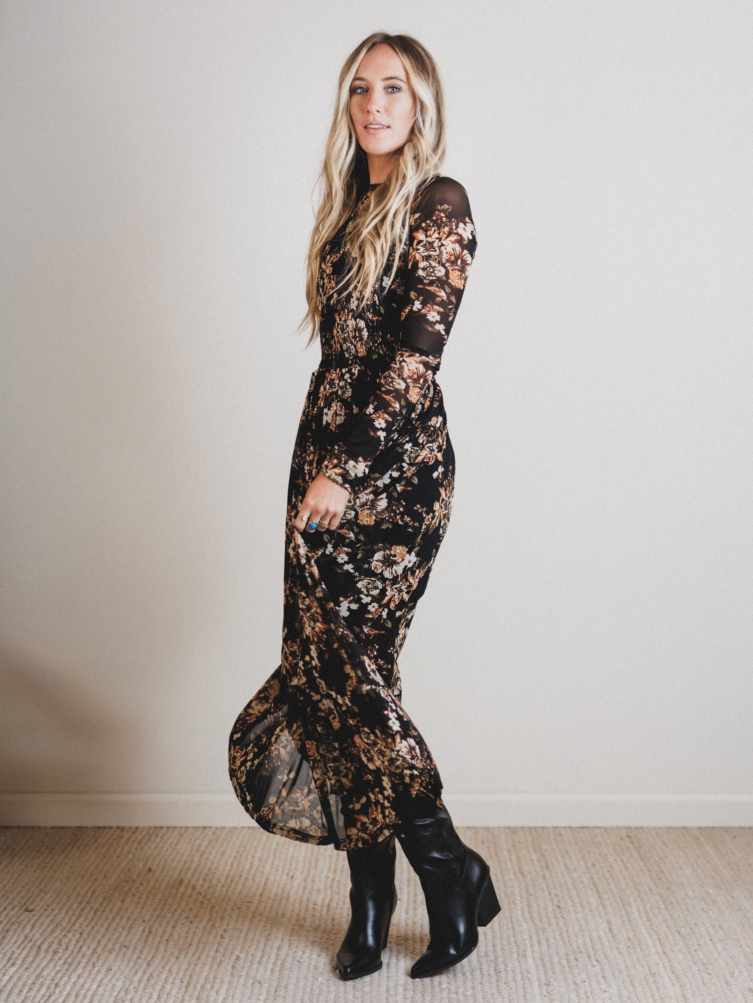 black floral dress with sleeves Maxi | Cute Dresses For Women this dress is sure to turn heads Odana's | PEONY | Shop