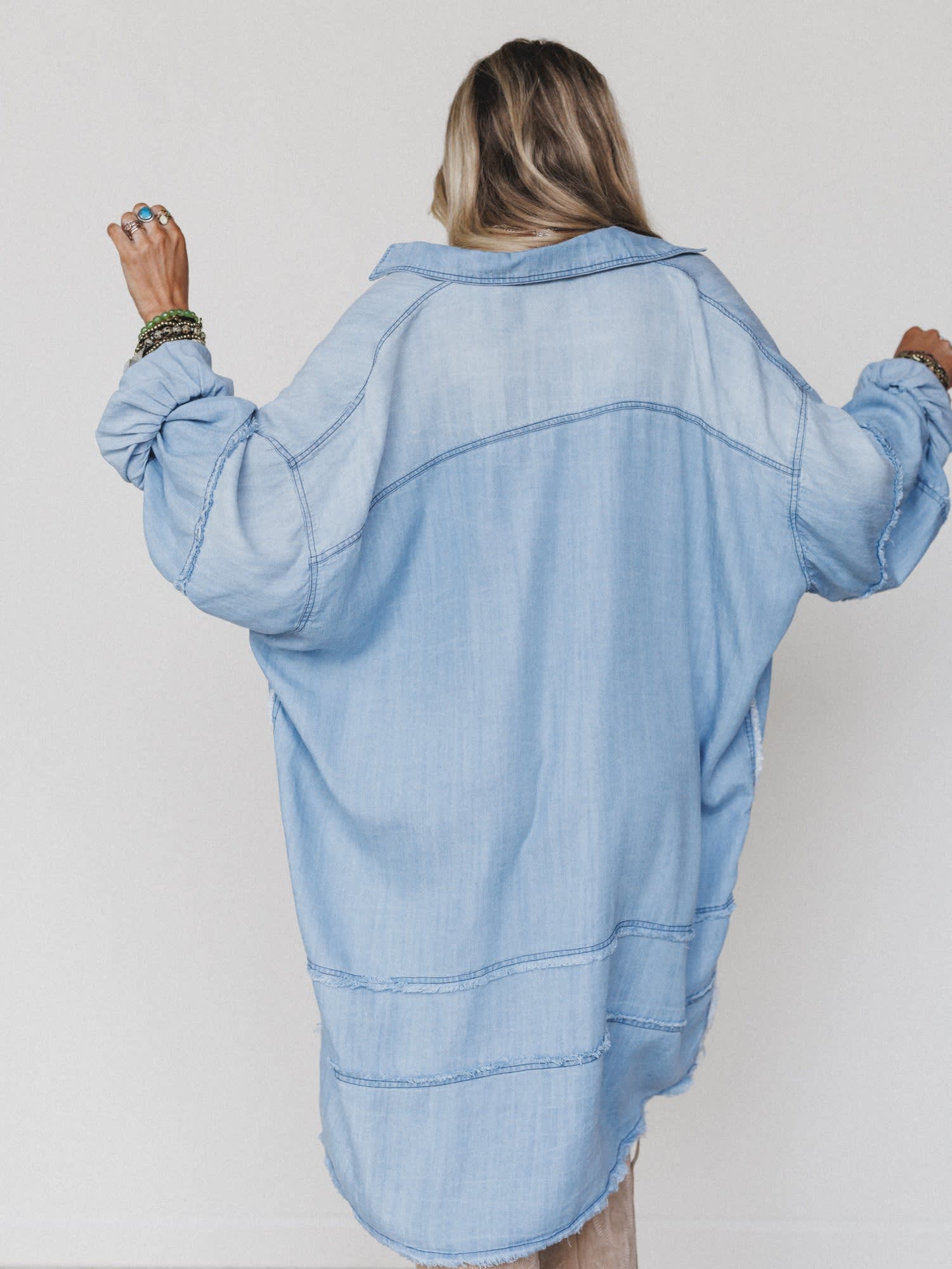Paid Catalog Dresses | Ophelia Oversized Denim Dress in Multi by Three Bird Nest Paid Catalog Dresses | Ophelia Oversized Denim Dress in Multi by Three Bird Nest