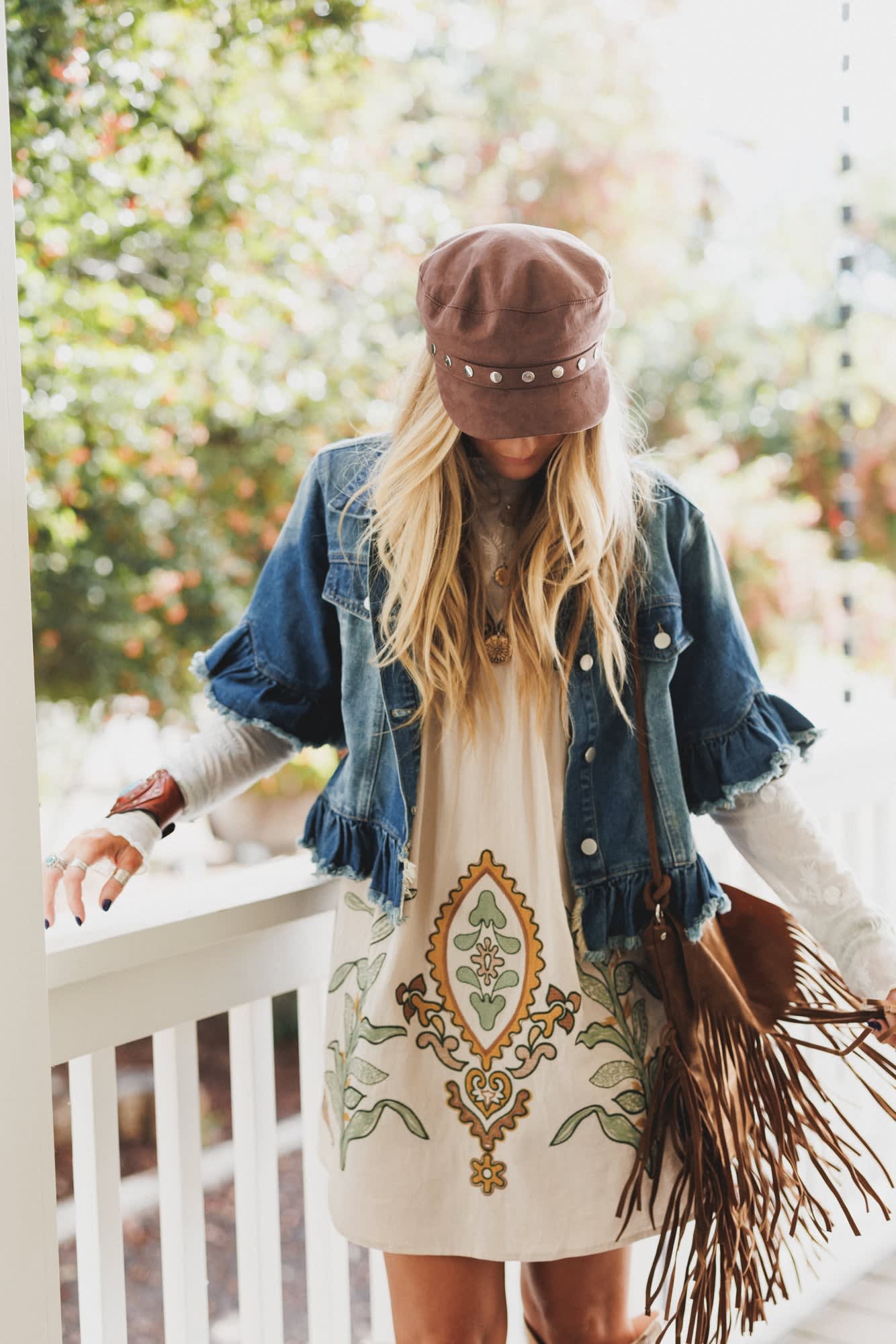 Scottie Ruffle Denim Jacket - Blue Hayden LA Scottie Ruffle Denim Jacket - Blue Hayden LA
